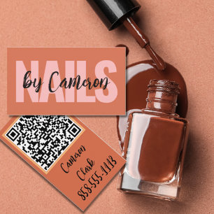 Cartão De Visita Artista de Unhas Negrito Fundo Laranja Queimado Sc