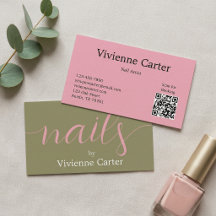Artista de Unhas Olive Green Pink Script