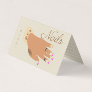 Cartão De Visita Artista de Unhas Tatuagem Mão Ilustração