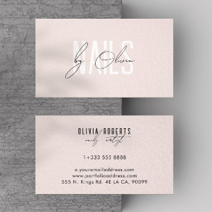Cartão De Visita Artista de Unhas Tipografia Estética Rosa Rubor