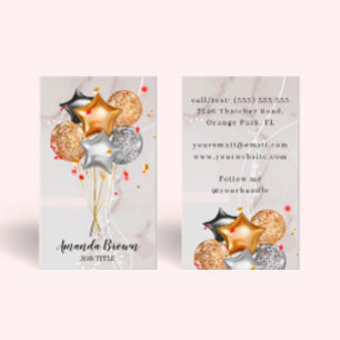 Cartão De Visita Artista do Balão do Planejador de Evento Preto Do