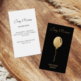 Cartão De Visita Artista do Balão Negro Dourado moderno | Planejado