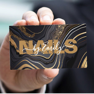 Cartão De Visita Artista Dourado do Mármaco de Agato Preto