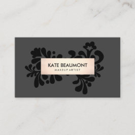 Cartão De Visita Artista e Salão de Cabelo Dourado, preto e Rosa