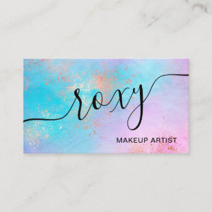 Cartão De Visita Artista elegante da maquiagem de rosa dourada