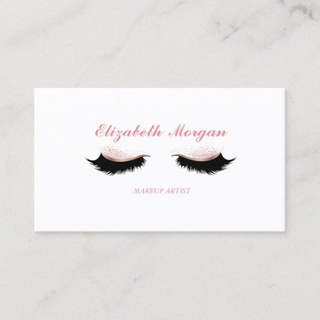 Cartão De Visita Artista Elegante de Maquiagem de Na moda, Lashes (Frente)