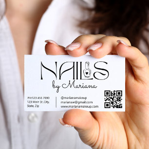 Cartão De Visita artista elegante e minimalista do código qr unhas