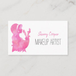 Cartão De Visita Artista Elegante Silhouette Pink Makeup