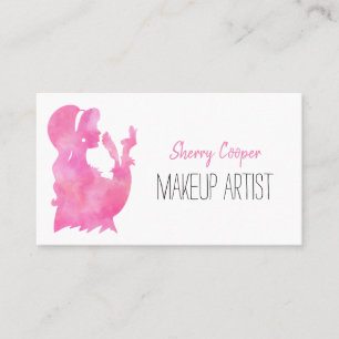 Cartão De Visita Artista Elegante Silhouette Pink Makeup