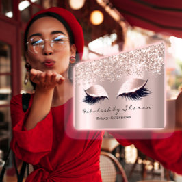 Cartão De Visita Artista Eyelash Cinza Confetti Rosa