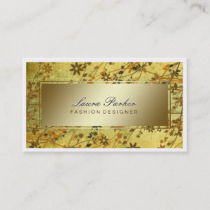 Cartão De Visita Artista Floral Makeup Hair Stylist Dourada Vintage