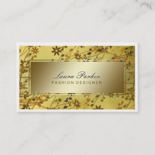 Cartão De Visita Artista Floral Makeup Hair Stylist Dourada Vintage