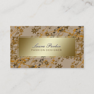 Cartão De Visita Artista Floral Makeup Hair Stylist Dourada Vintage