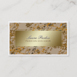 Cartão De Visita Artista Floral Makeup Hair Stylist Dourada Vintage