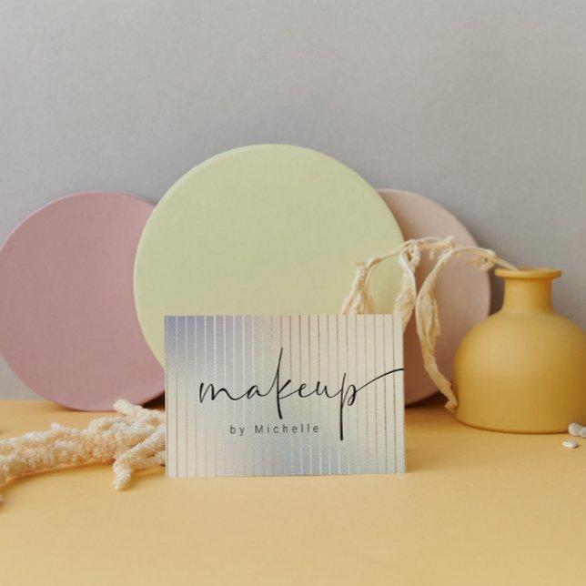 Cartão De Visita Artista Iridescente de Maquiagem Moderna (Criador carregado)