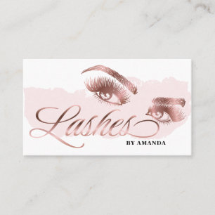 Cartão De Visita Artista Lash Eyebrow Lashes Marble Rosa Dourado