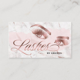 Cartão De Visita Artista Lash Eyebrow Lashes Marble Rosa Dourado