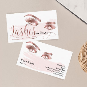 Cartão De Visita Artista Lash Eyebrow Olhos Lashes Rosa Dourado