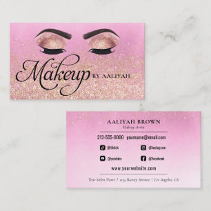 Cartão De Visita Artista Lusura Glam Rosa Dourado MUA Salon