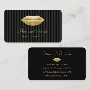 Cartão De Visita Artista Makeup Black Strips Profissionais Lábios D
