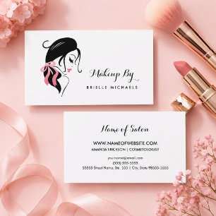 Cartão De Visita Artista Makeup com Eyelashes e Arco Rosa