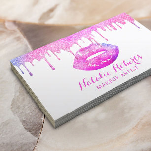 Cartão De Visita Artista Makeup Girly Pastel Coloca Lábios Rosa Sa