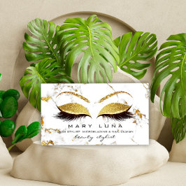Cartão De Visita Artista Makeup Lashes White Marble Studio