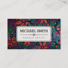 Cartão De Visita Artista Makeup Modern Vintage Padrão Floral #3