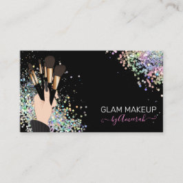 Cartão De Visita Artista Makeup, MUA, Beleza Salon Holographic Busi