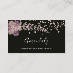 Cartão De Visita Artista Makeup Unhas Beauty SPA Rosa Floral