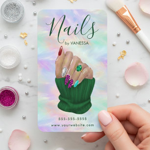 Cartão De Visita Artista Manicure Estúdio de Unhas Chic Opala Elega