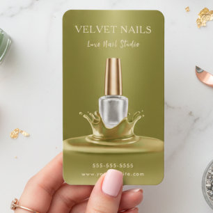 Cartão De Visita Artista Manicure Moderno Arte de Unhas Musgo Verde