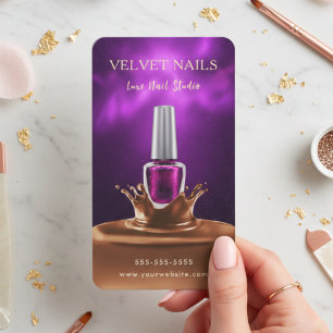 Cartão De Visita Artista Manicure Unhas Chocolate Roxo Escuro Chic