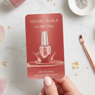 Cartão De Visita Artista Manicure Unhas Lovely Vermelho Rosado Chic
