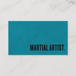 Cartão De Visita Artista Marcial de Couro Faux Azul Premier