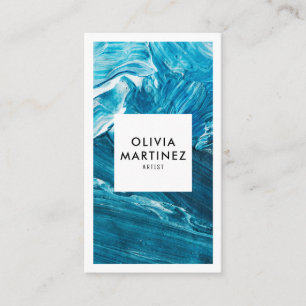 Cartão De Visita Artista minimalista da arte abstracta branca azul
