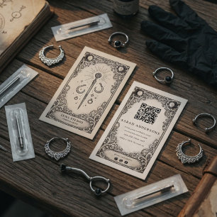 Cartão De Visita Artista Místico de Piercing Vintage