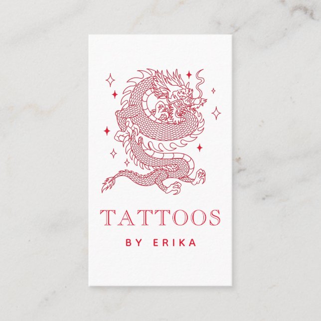 Cartão De Visita Artista Moderno da Criatura Vermelha do Dragão Mís (Frente)