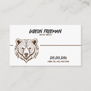 Cartão De Visita Artista Moderno da Tatuagem do Urso Branco e Casta