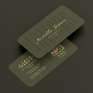 Cartão De Visita Artista moderno da tatuagem Monograma Tatuagens Ex