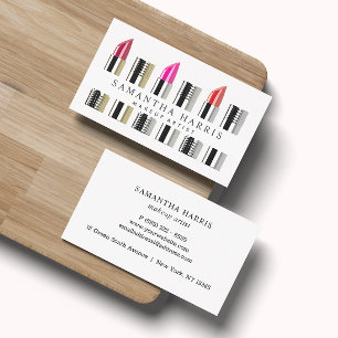 Cartão De Visita Artista Moderno Elegante de Maquiagem de Lipstick