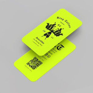 Cartão De Visita Artista Moderno Tatuador Neon Yellow Tattoo Machin