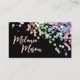 Cartão De Visita Artista negro de maquiagem holográfica Elegante Bu