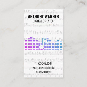 Cartão De Visita Artista Notas Musicais Engenheiro de Som