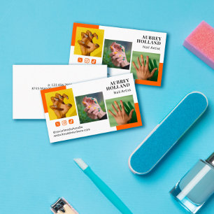 Cartão De Visita Artista Persimmon Modern 3 Fotografias Nail