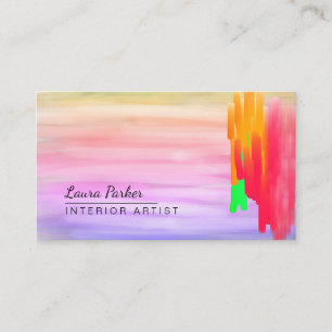 Cartão De Visita Artista pintado com Abstrato de aquarela rosa púrp