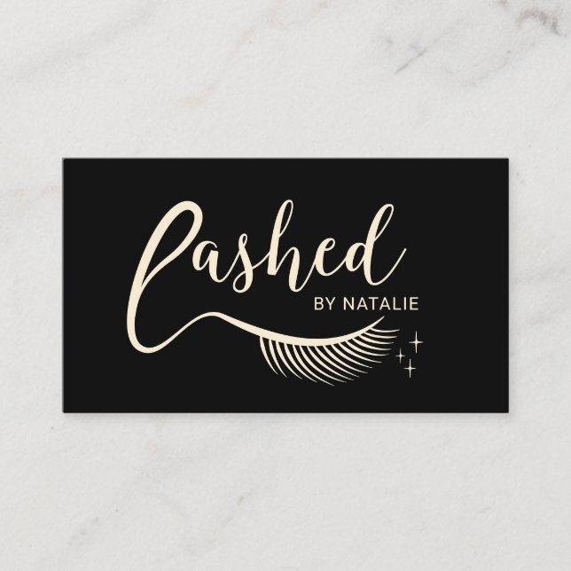 Cartão De Visita Artista Preto Dourado das Extensões Eyelash Lash (Frente)