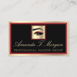 Cartão De Visita Artista Profissional Eyelash Dourado Vermelho Negr