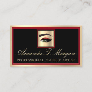 Cartão De Visita Artista Profissional Eyelash Dourado Vermelho Pret