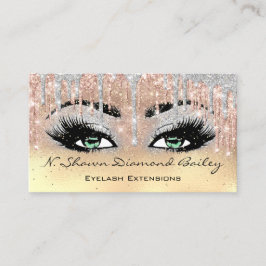 Cartão De Visita Artista profissional Eyelash verde Dourado